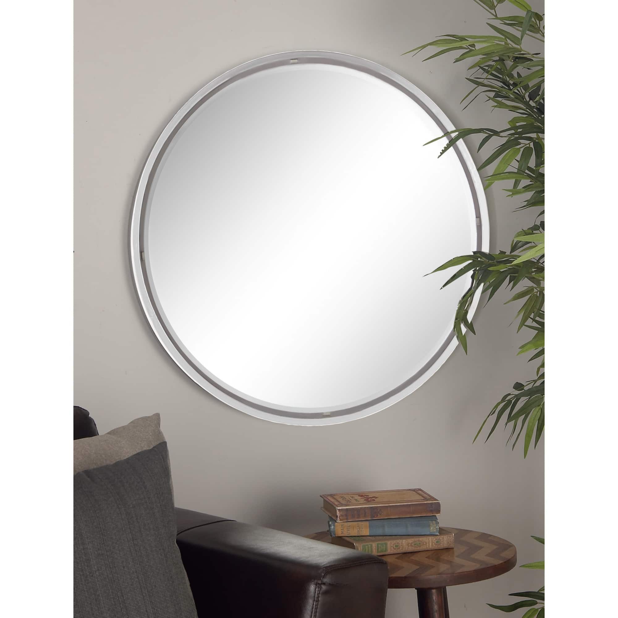 30" Silver Contemporary Metal Wall Mirror